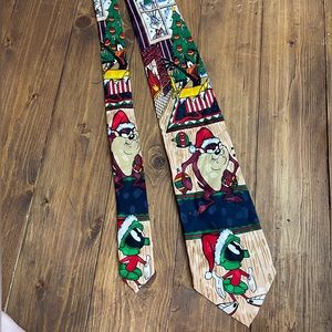 Vintage Looney Tunes Mania Christmas silk neck tie